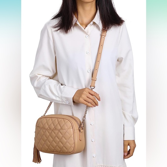 Lola Mae tan quilted crossbody / shoulder bag - Picture 10 of 11